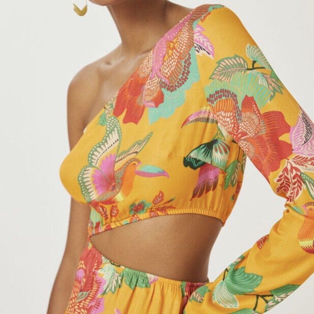 FARM Rio Anthropologie  One Shoulder DressTropical Feminine Dopamine Dressing - Picture 6 of 10